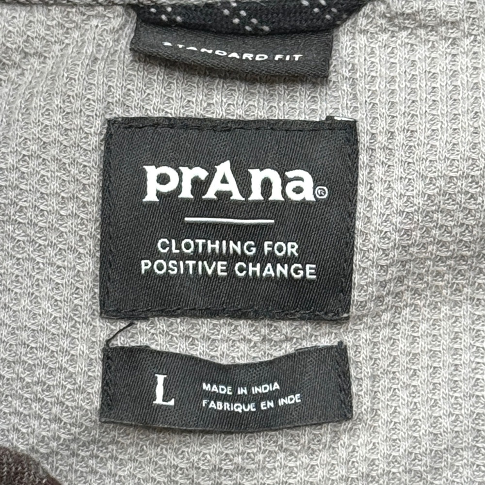 Prana Flannel Shirt Men's Large Brown Plaid Waffle Lined Long Sleeve Button Down - Picture 6 of 7